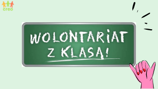 Logo Wolontariat z Klasą. Dłoń uniesiona w entuzjastycznym geście