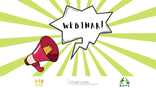 Komiksowy dymek z napisem: webinar