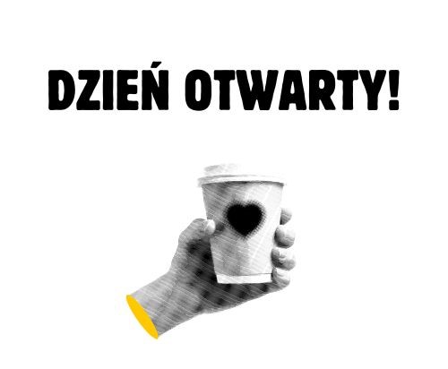 Dzień otwarty. Grafika kawy w kubku z serduszkiem