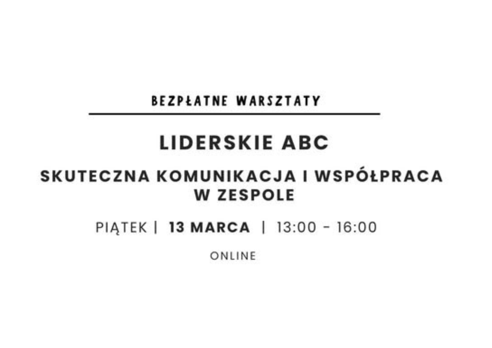 Plakat informujący o bezpłatnym warsztacie