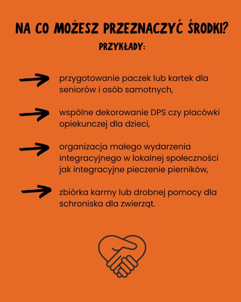 Plakat z informacjami, na co możesz przeznaczyć środki.