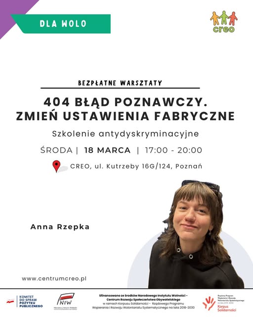 Plakat informujący o szkoleniu antydyskryminacyjnym 